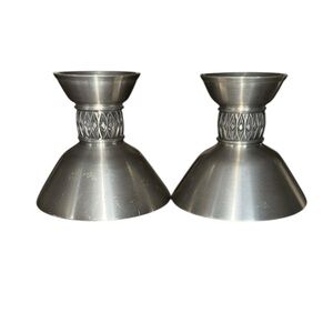 Vintage Norsk Tinn Pewter Two Candle Holders by Mastad Norway Model 101 MCM